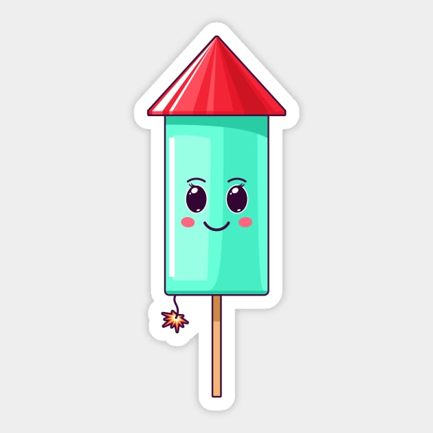 Cartoon Kawaii Firework Rocket with Smile Sticker by DmitryMayer